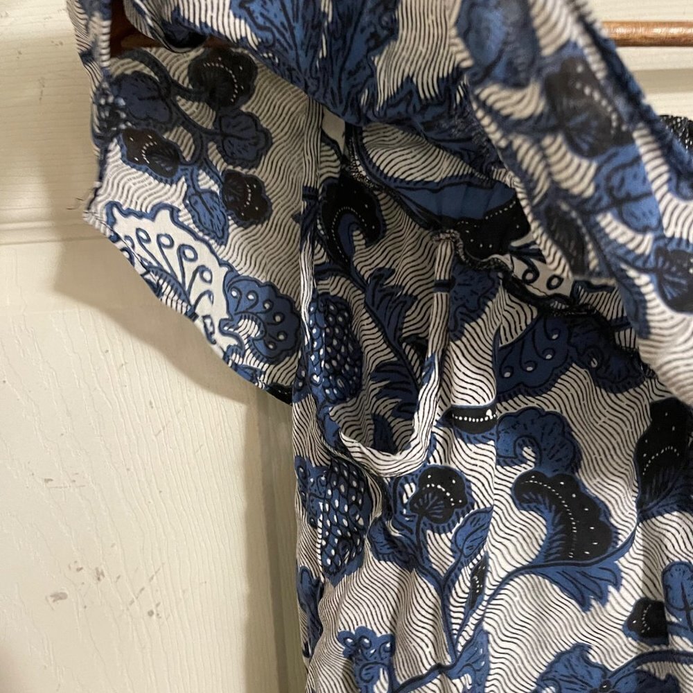 MICHAEL Michael Kors Womens Blue 100% Silk Floral Off Shoulder Blouse Size XS - Picture 6 of 8